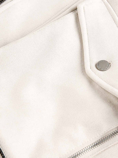 Military-Inspired Utility Shoulder Straps Zip Jacket