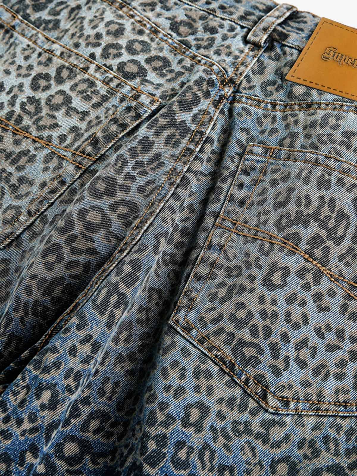 Street Leopard Print Barrel Jeans 