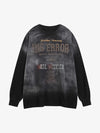 Letter Printed Washed Distressed Gradient Long Sleeve T-Shirt 