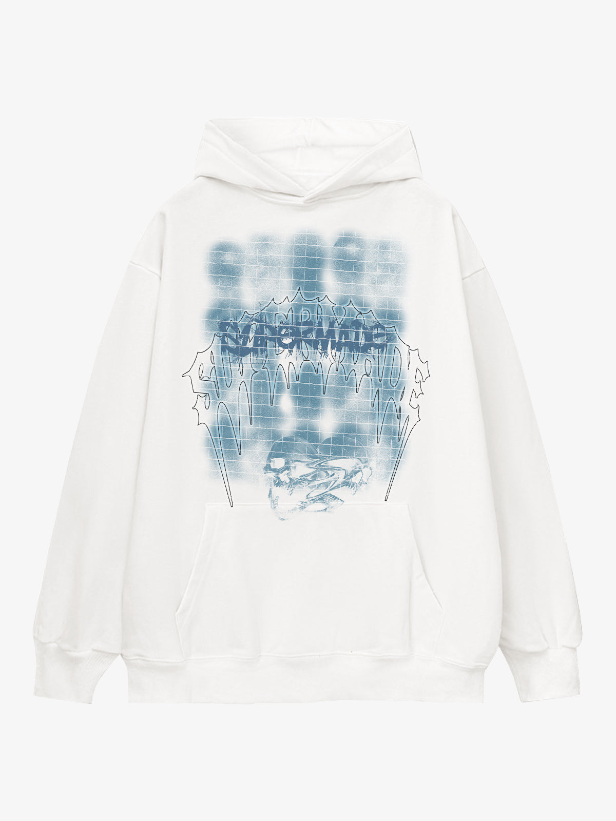 THE SUPERMADE Washed Psychedelic Graffiti Art Print Hoodie with Skull Design 