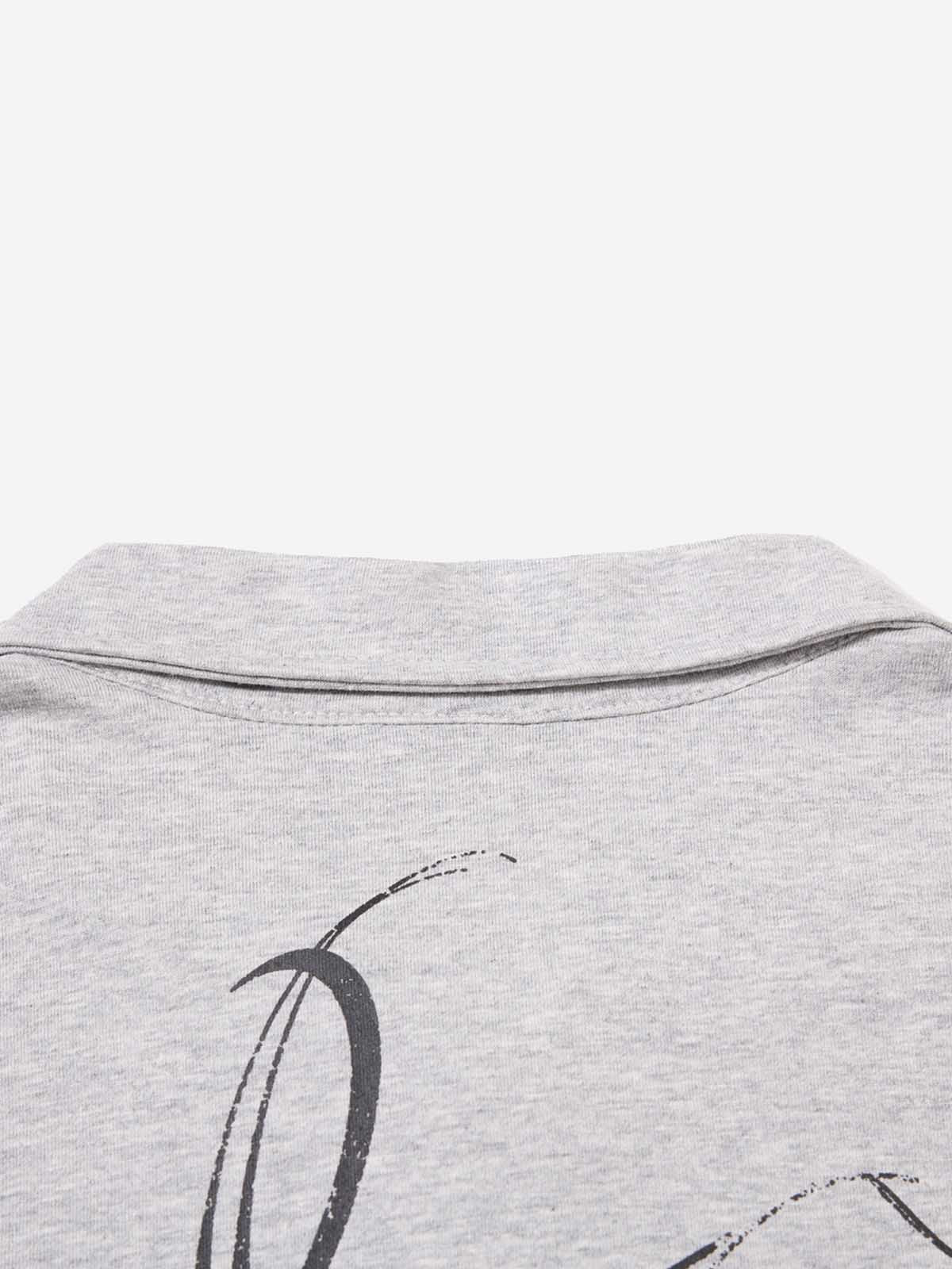 Music Graphic Metal-Button Long Sleeve Polo Shirt
