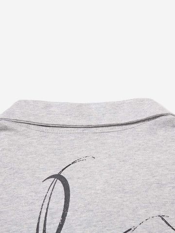 Music Graphic Metal-Button Long Sleeve Polo Shirt