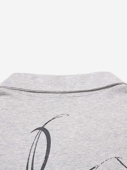 Music Graphic Metal-Button Long Sleeve Polo Shirt