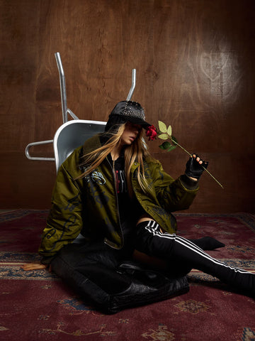 Street Graffiti Lamb Collar Flight Cotton Jacket 