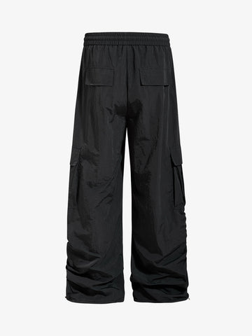 Music Note Print Baggy Nylon Cargo Pants