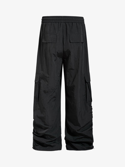 Music Note Print Baggy Nylon Cargo Pants