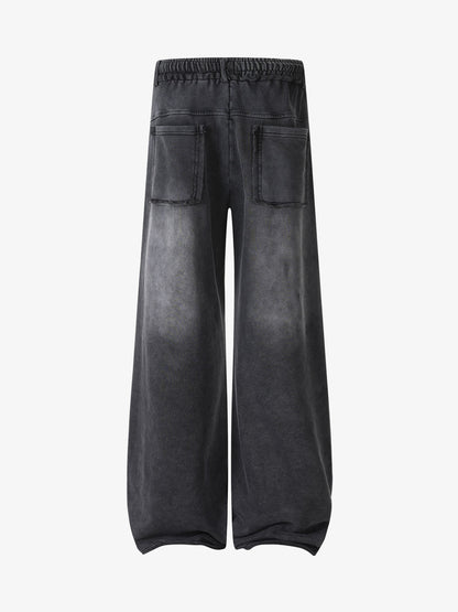 Streetwear Distressed Eyelet Detail Baggy Sweatpants