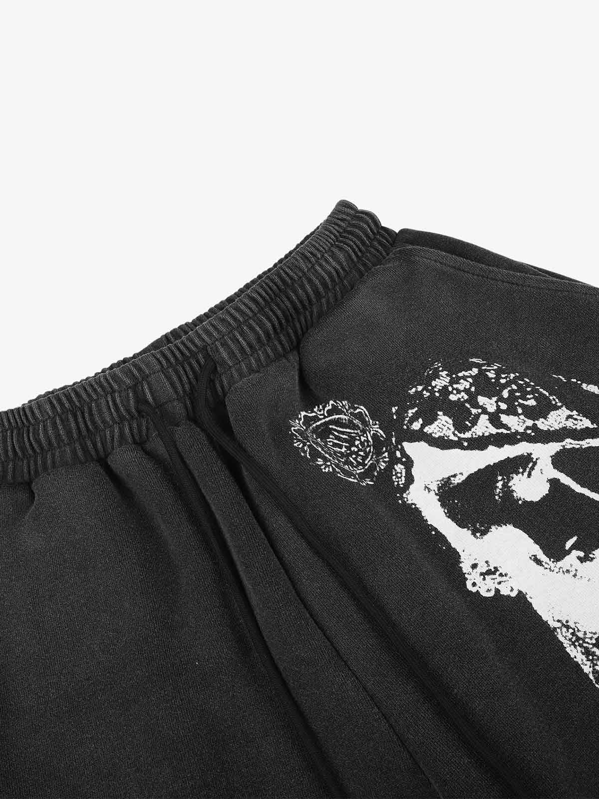 Graphic Washed Curved-Leg Sweatpants