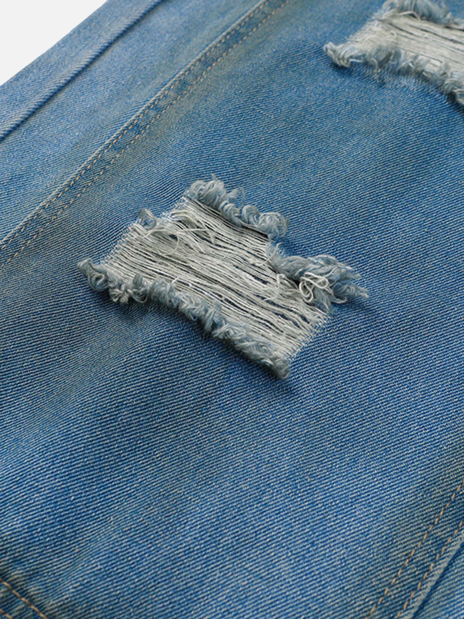 Thesupermade Street Fashion Heavy Industry Washed Distressed Jeans