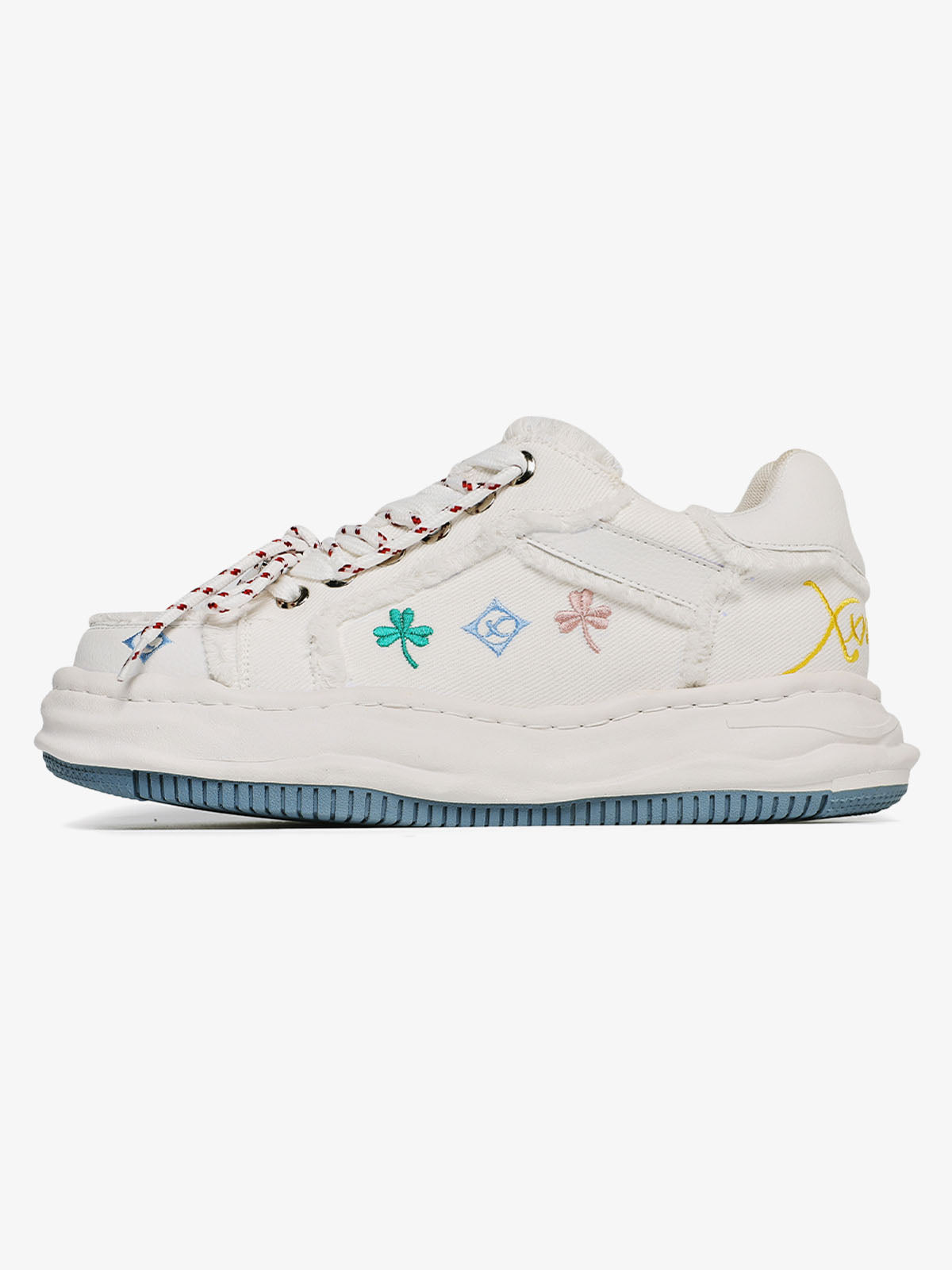 Thesupermade American Retro Patch Raw Edge Embroidered Floral Dissolving Shoes 