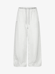 Studded Curved-Seam Wide-Leg Sweatpants