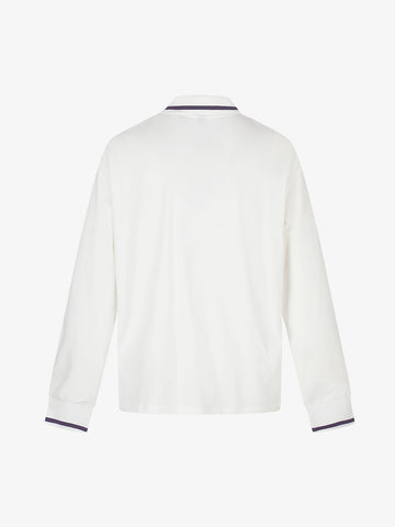 Letter Star Print Rhinestone Long-Sleeve Polo T-Shirt