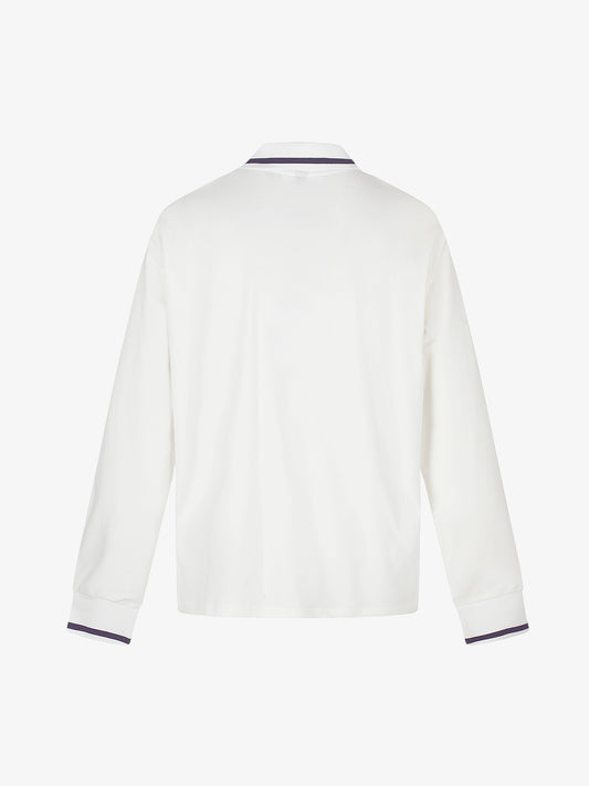 Langarm-Poloshirt mit Strasssteinen und Buchstaben- und Sternenprint