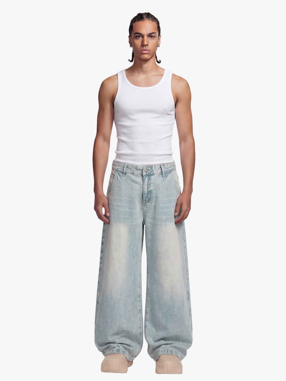 Denim Washed Distressed Barrel Jeans - 2511 