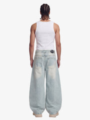 Denim Washed Distressed Barrel Jeans - 2511 
