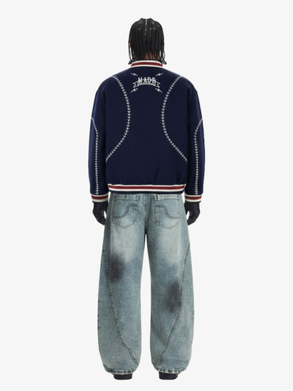 Baseball Stitch Embroidered Varsity Jacket