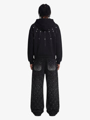 Retro Denim Full Rhinestone Design Baggy Jeans - 2545 