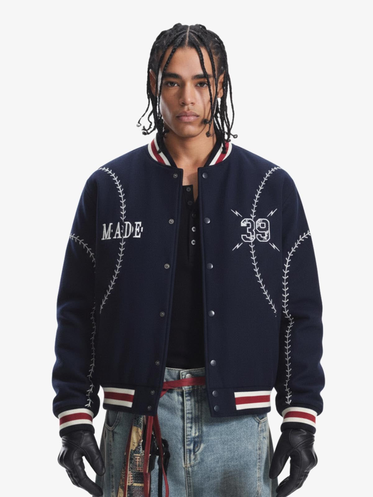Baseball Stitch Embroidered Varsity Jacket
