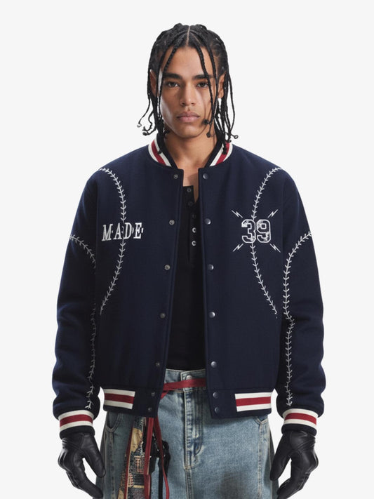 Baseball Stitch Embroidered Varsity Jacket