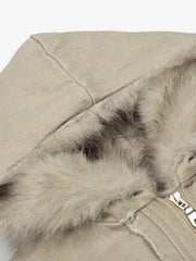 Retro Washed Fleece-lined Hooded Work Jacket 