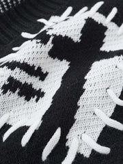 Cross Spider Jacquard Knit Sweater; Black / M, Black / L, Black / XL, Black / 2XL