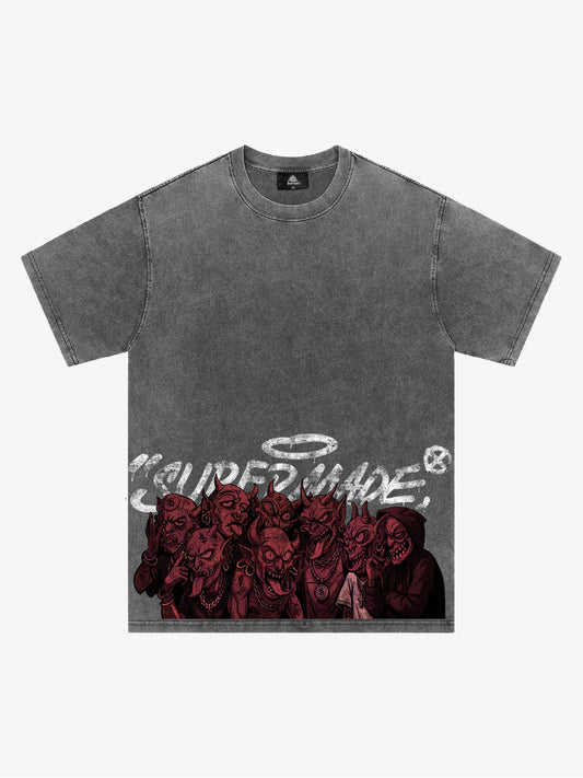 Thesupermade Dark Devil Maniac's Gothic Graffiti T-shirt 
