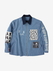 Supermade Multi-Element Appliqué Patchwork Denim Suit - 2593 