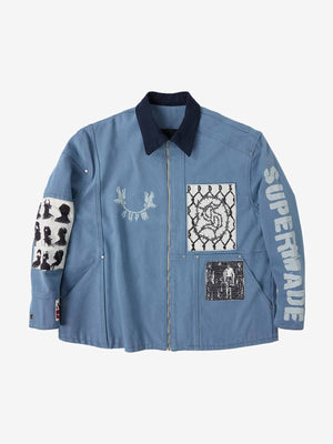 Supermade Multi-Element Appliqué Patchwork Denim Suit 