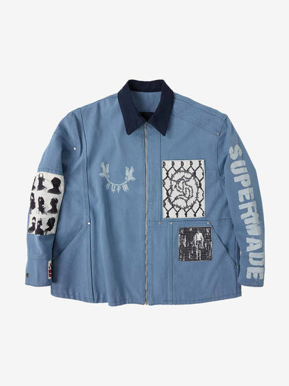 Supermade Multi-Element Appliqué Patchwork Denim Suit 