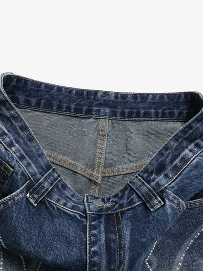 All-Over Rhinestone Embellished Jeans
