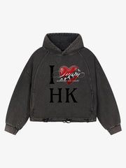 Hong‑Kong Limited Edition, Washed Denim‑Blue Boxy Hoodie