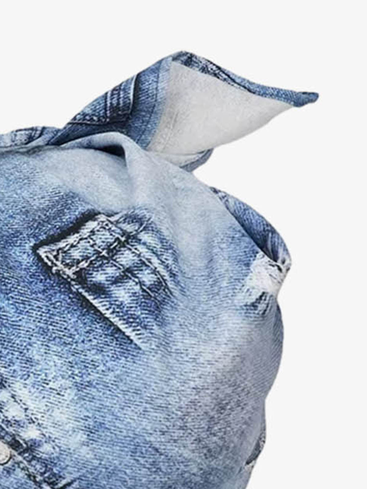 Baseballkappe aus Denim mit Bandana-Grafik und Used-Look