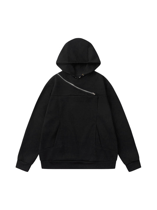 Deconstructed Rivet Angular-Zip Hoodie 