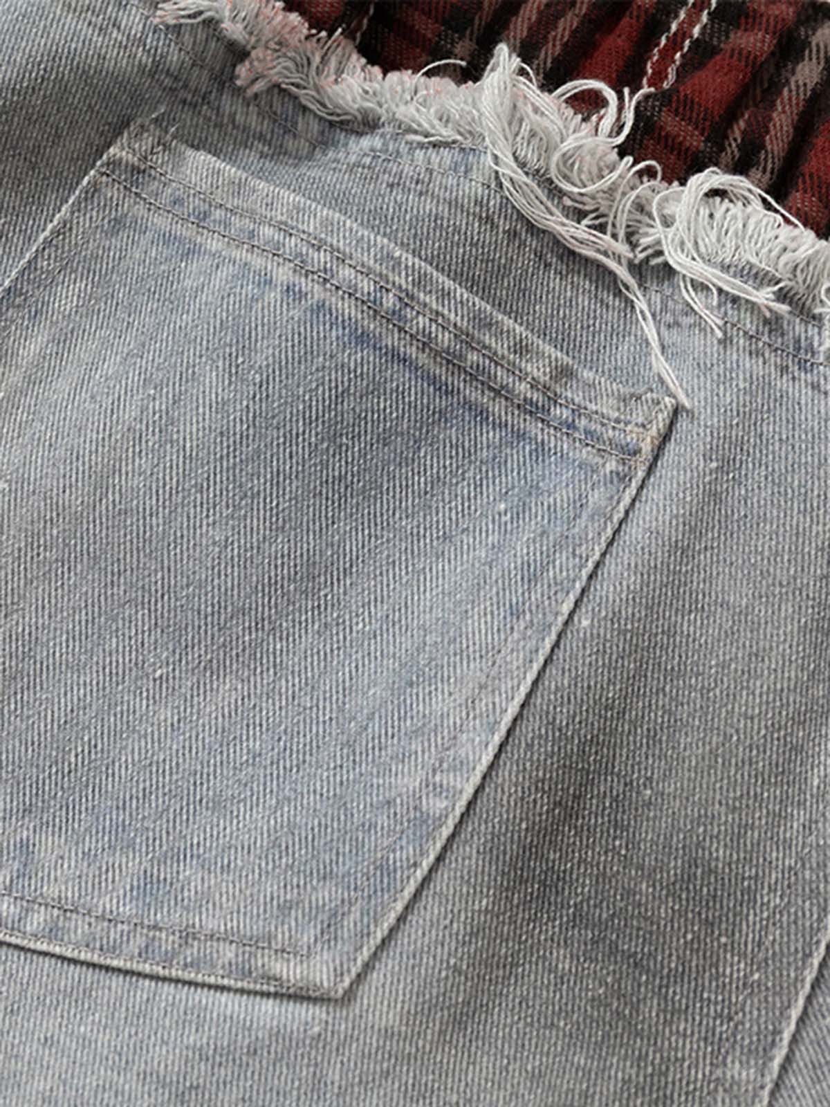 Thesupermade Waistband Patch Drawstring Jeans 