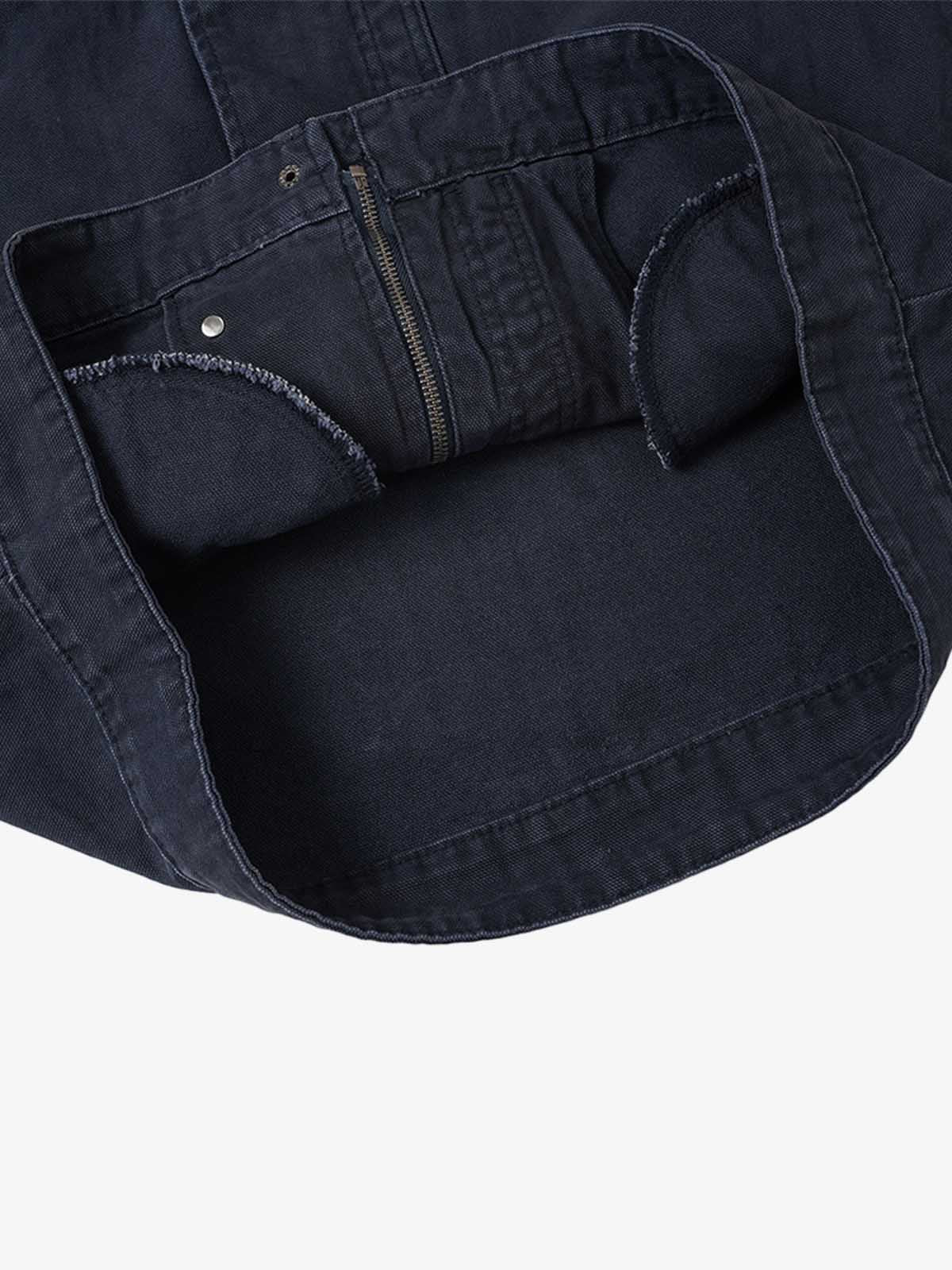 Distressed Metal Airplane-Buckle Work Jacket