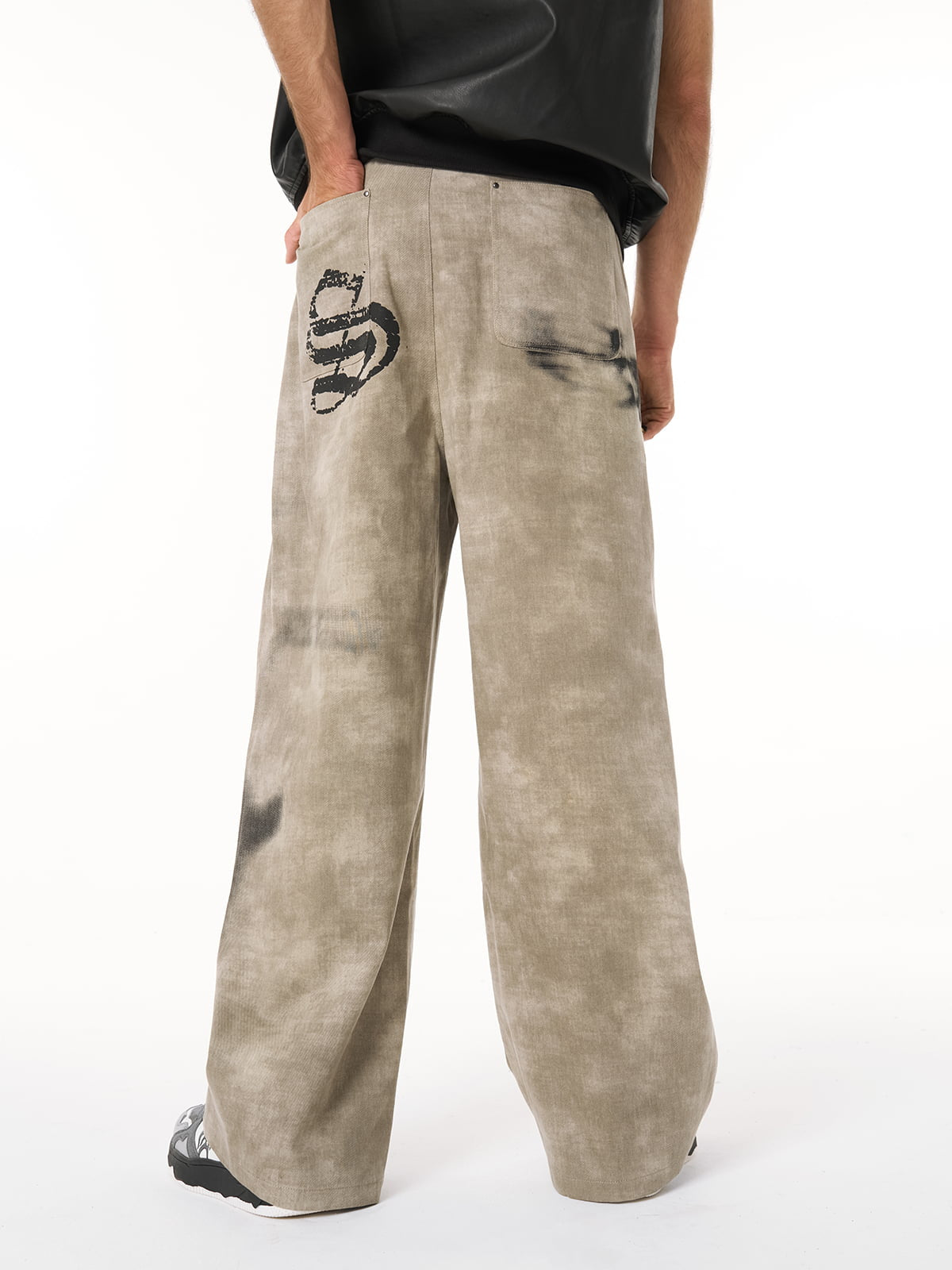Original Large Cross Angel Print Distressed Jeans - 2552 