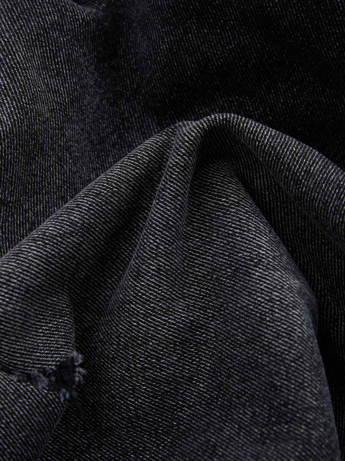 Denim Shorts with Barbed Wire Embroidery and Ripped Details for Men 