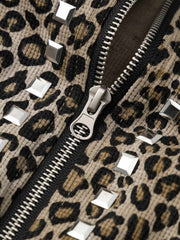 Leopard Studded Zip Hoodie