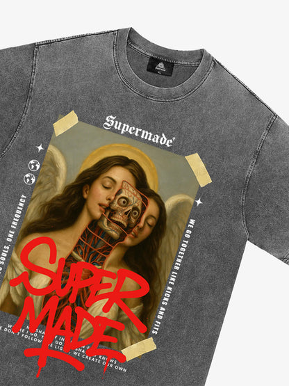 Angel and Demon Struggle Graphic T-shirt 