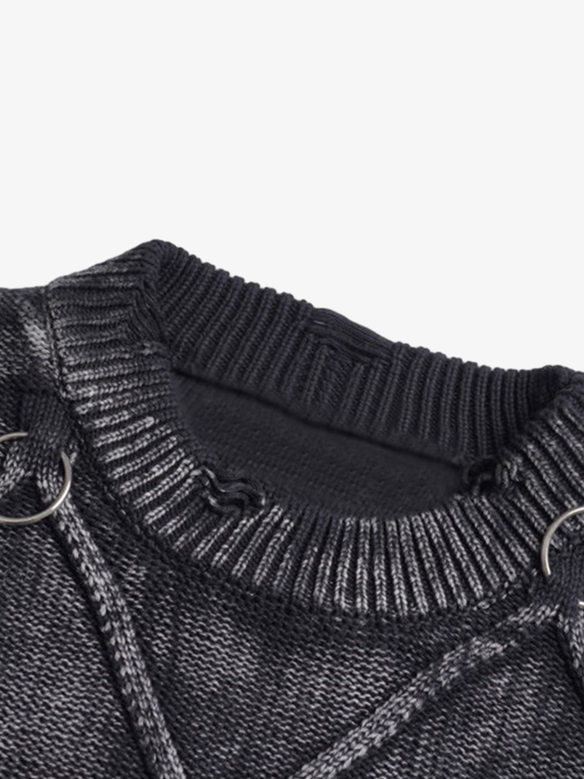 Paint Spray Hole Cable Crewneck Sweater 