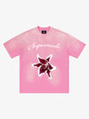 T-shirt à imprimé floral et étoiles délavé