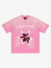 Washed Floral Star Print T-Shirt 