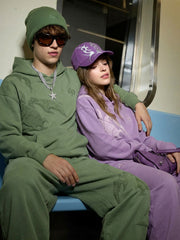 Cotton-Blend Terry Towel Embroidered Hoodie & Wide-Leg Sweatpants Set