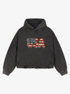 Patchwork Graphic Washed Cropped Sweatshirt
