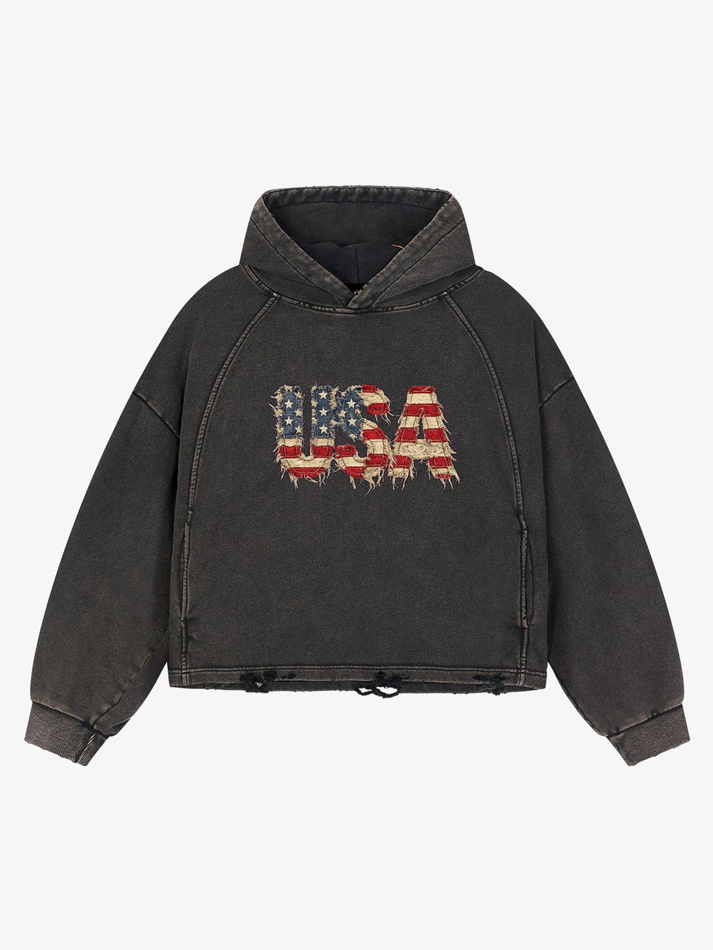 Patchwork Graphic Washed Cropped Sweatshirt