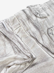 Washed Multi-Pocket Wide-Leg Cargo Jeans