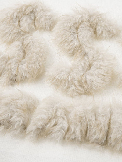 Fuzzy Letter Detail Sweater for Cozy Elegance 