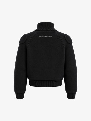 Scorpion Embroidered Padded Cropped Zip Sweater