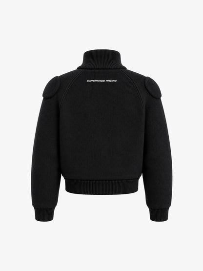 Scorpion Embroidered Padded Cropped Zip Sweater