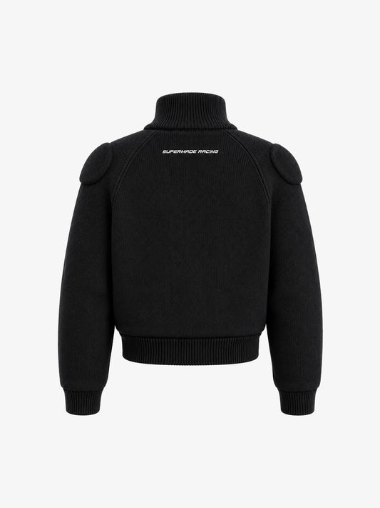 Scorpion Embroidered Padded Cropped Zip Sweater